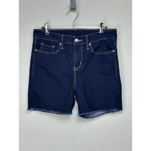 Levi's Women's Dark Wash Blue Denim Cutoff Stretch Shorts Size 28 Button Fly